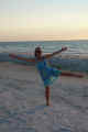 Irmi posing yoga on our beach (2015)